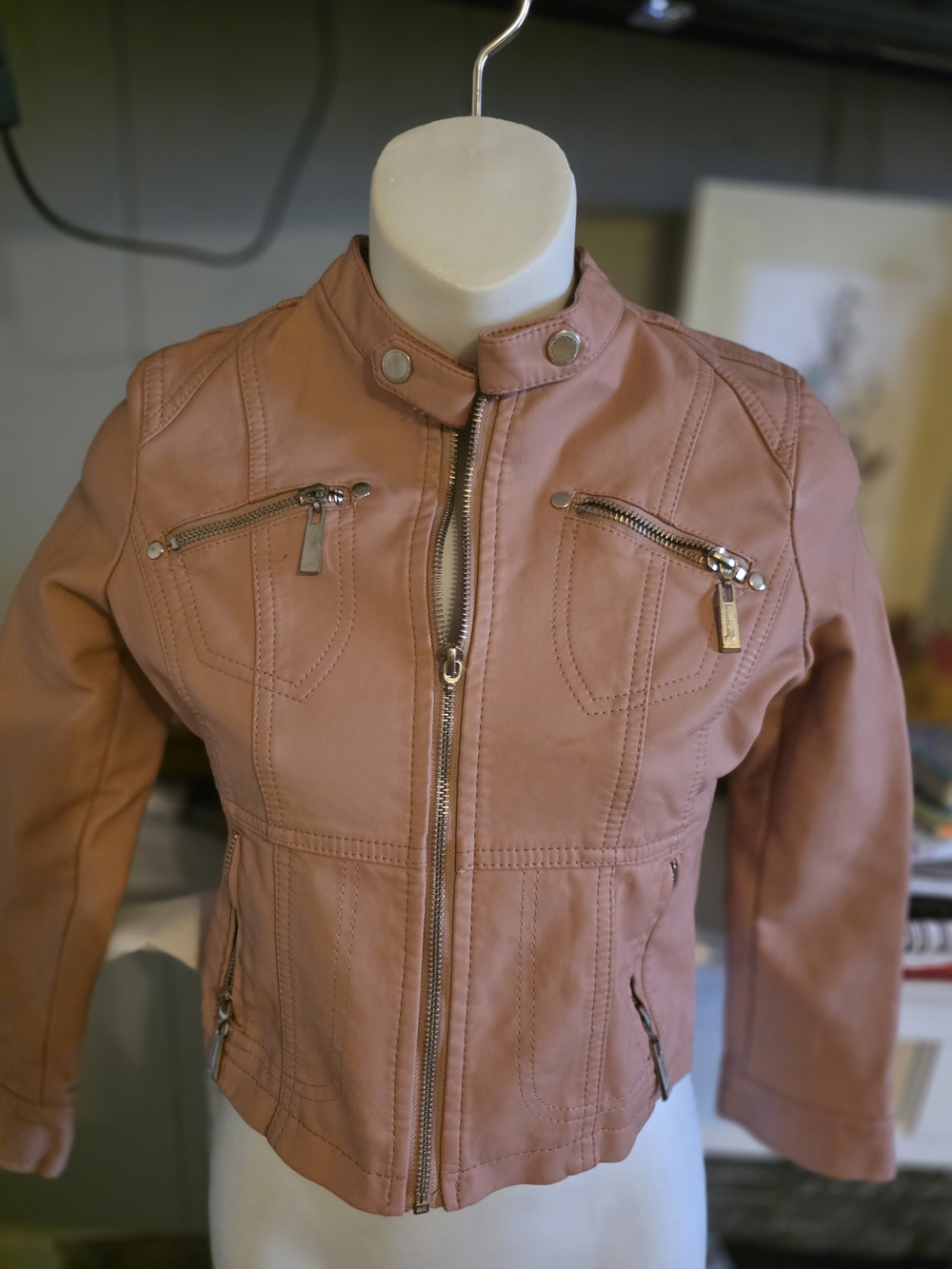 Girl  Pink Moto Jacket - Stylish Lightweight Coat